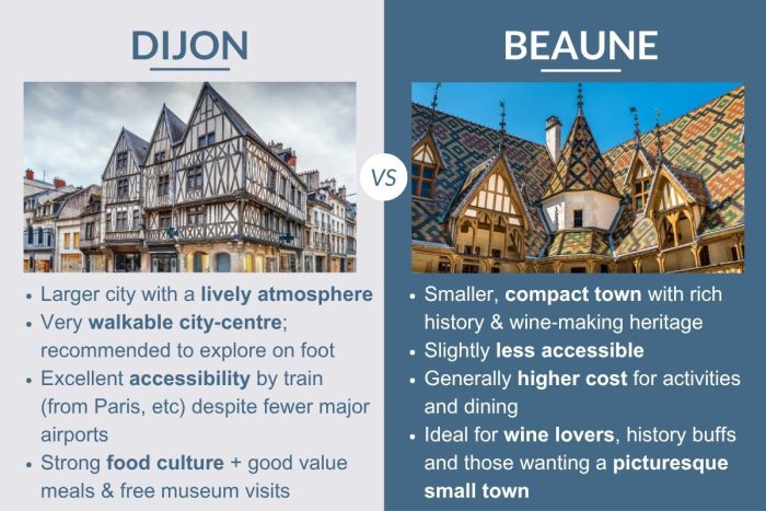 An infographic describing the differences between Dijon and Beaune